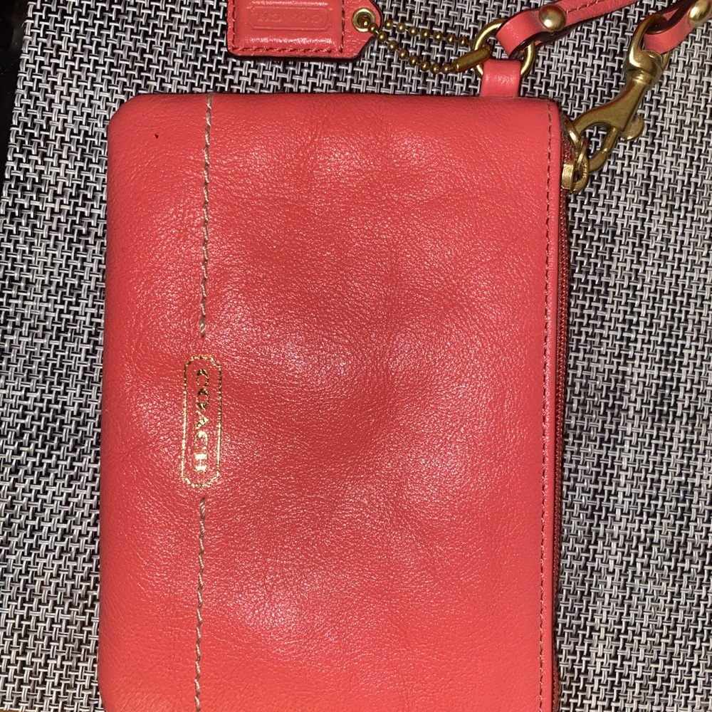 Coach Coral Leather Wristlet